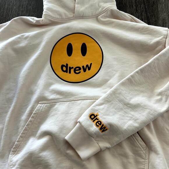 Authentic EUC Drew House Mascot Hoodie Chalk White Smiley‎ Face Logo M Pullover - Picture 10 of 15